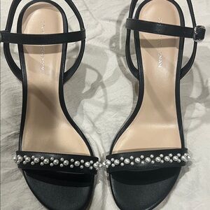 Stuart Weitzman Black Heels with Pearl Embellishments